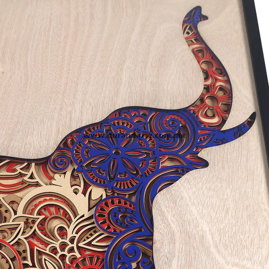Elefante de la Suerte Multicapa 3D - Arte Decorativo Mandala