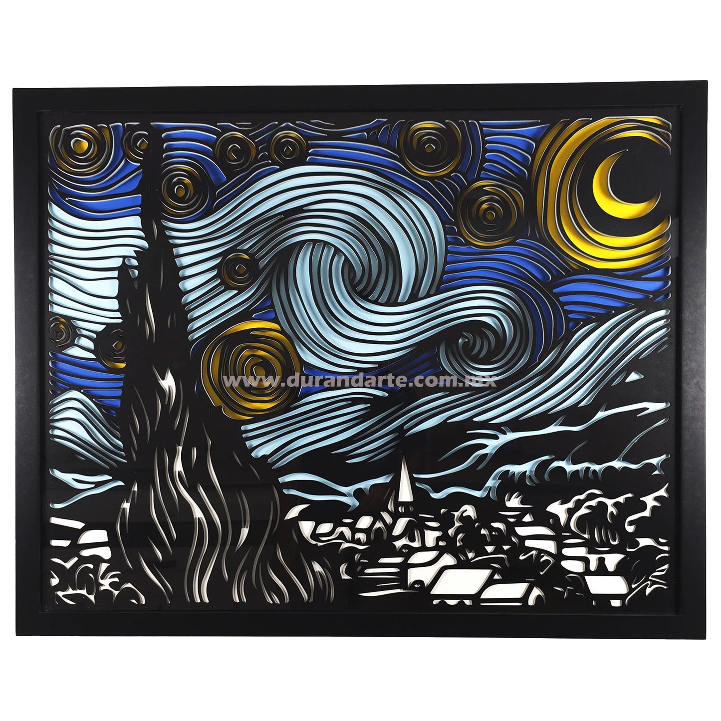 Noche Estrellada 3D Multicapa - Cuadro Decorativo Arte Van Gogh Moderno