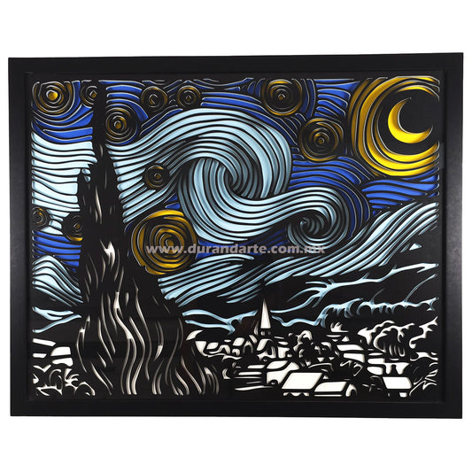 Noche Estrellada 3D Multicapa - Cuadro Decorativo Arte Van Gogh Moderno
