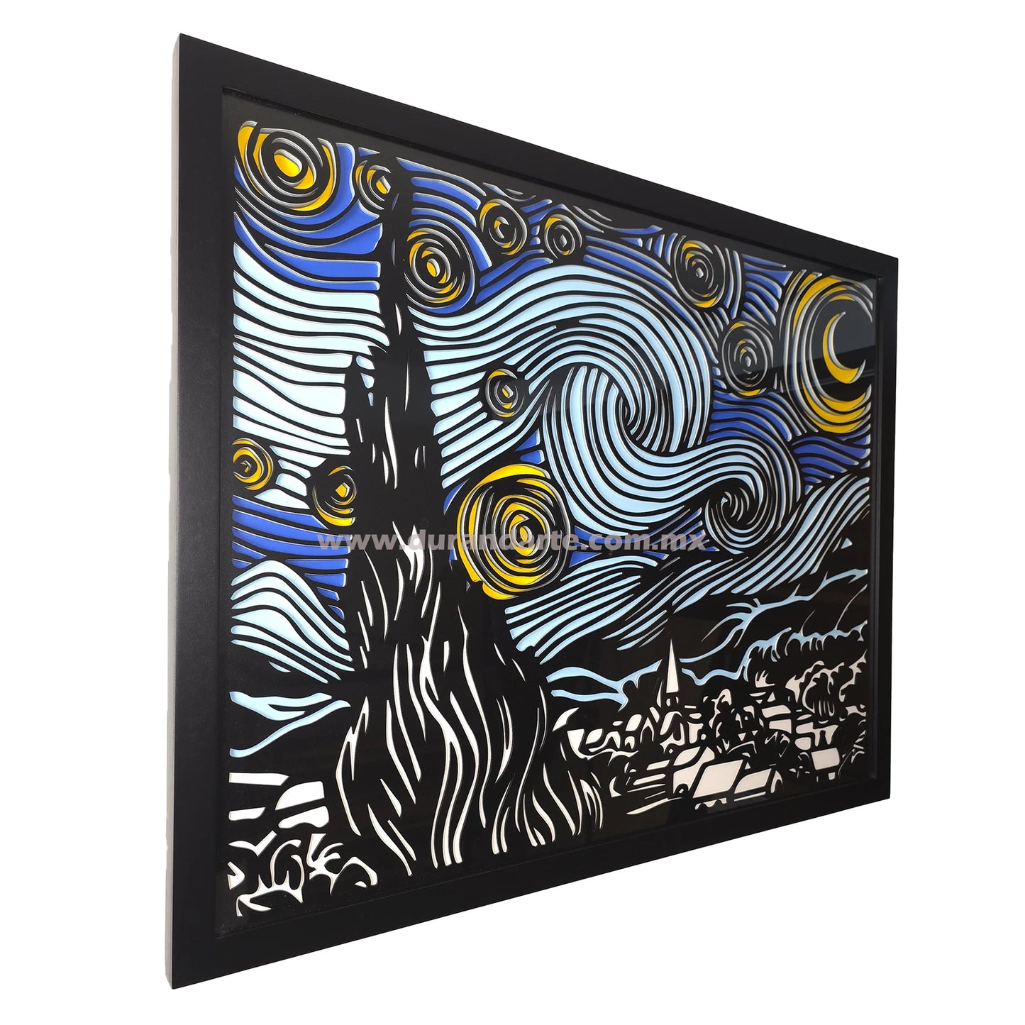 Noche Estrellada 3D Multicapa - Cuadro Decorativo Arte Van Gogh Moderno