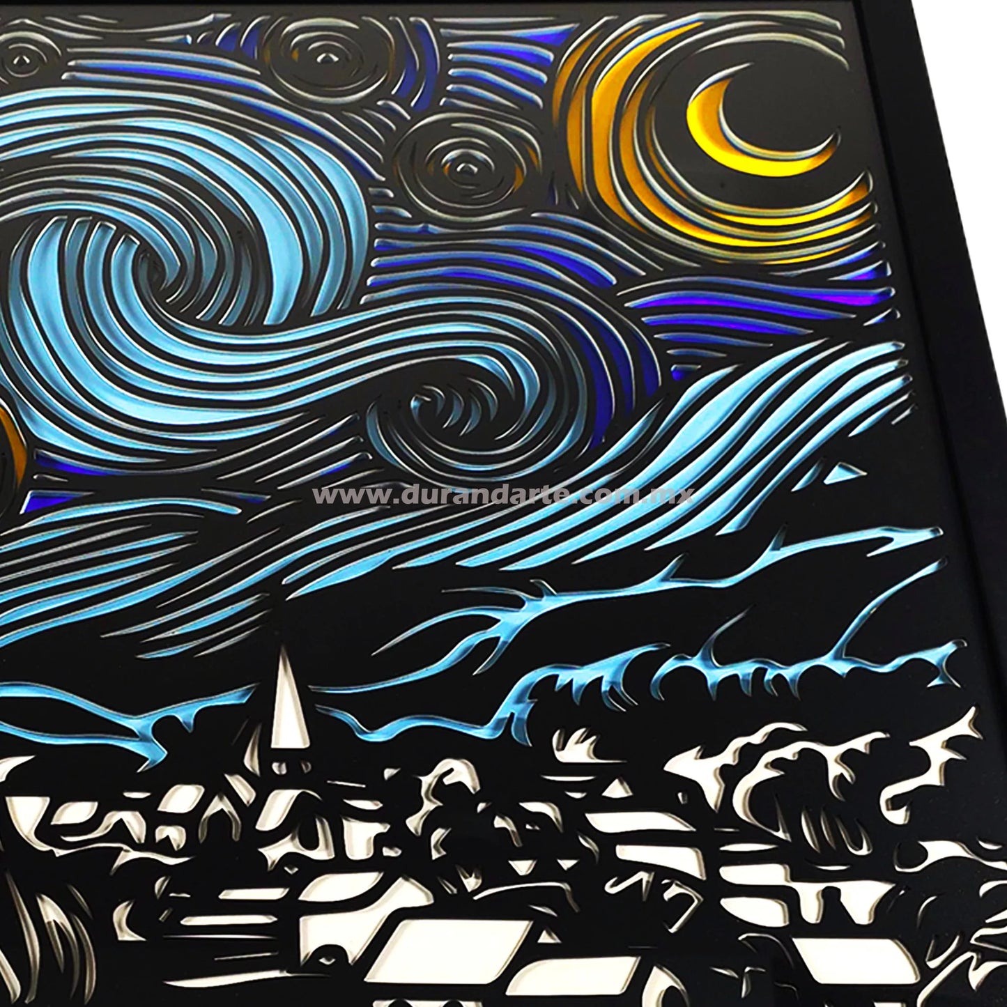 Noche Estrellada 3D Multicapa - Cuadro Decorativo Arte Van Gogh Moderno